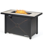 9 Pieces Outdoor Patio Furniture Set with 42 Inch Propane Fire Pit Table - Image 4