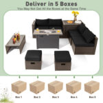 9 Pieces Outdoor Patio Furniture Set with 42 Inch Propane Fire Pit Table - Image 7
