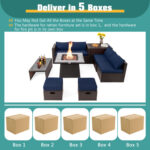 9 Pieces Patio PE Wicker Sectional Set with 50000 BTU Fire Pit Table - Image 6