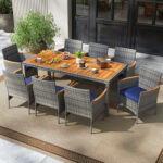 9 Pieces Patio PE Wicker Dining Set for Deck, Garden and Yard - Image 2