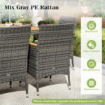 9 Pieces Rattan Patio Dining Set with Acacia Wood Table and Cushioned Chair - Image 8