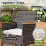 9 Pieces Rattan Patio Dining Set with Acacia Wood Table and Cushioned Chair - Image 7