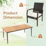 9-Piece Patio Dining Set with Umbrella Hole and 8 Rattan-woven Dining Chairs with Seat Cushions - Image 5