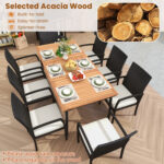 9-Piece Patio Dining Set with Umbrella Hole and 8 Rattan-woven Dining Chairs with Seat Cushions - Image 7