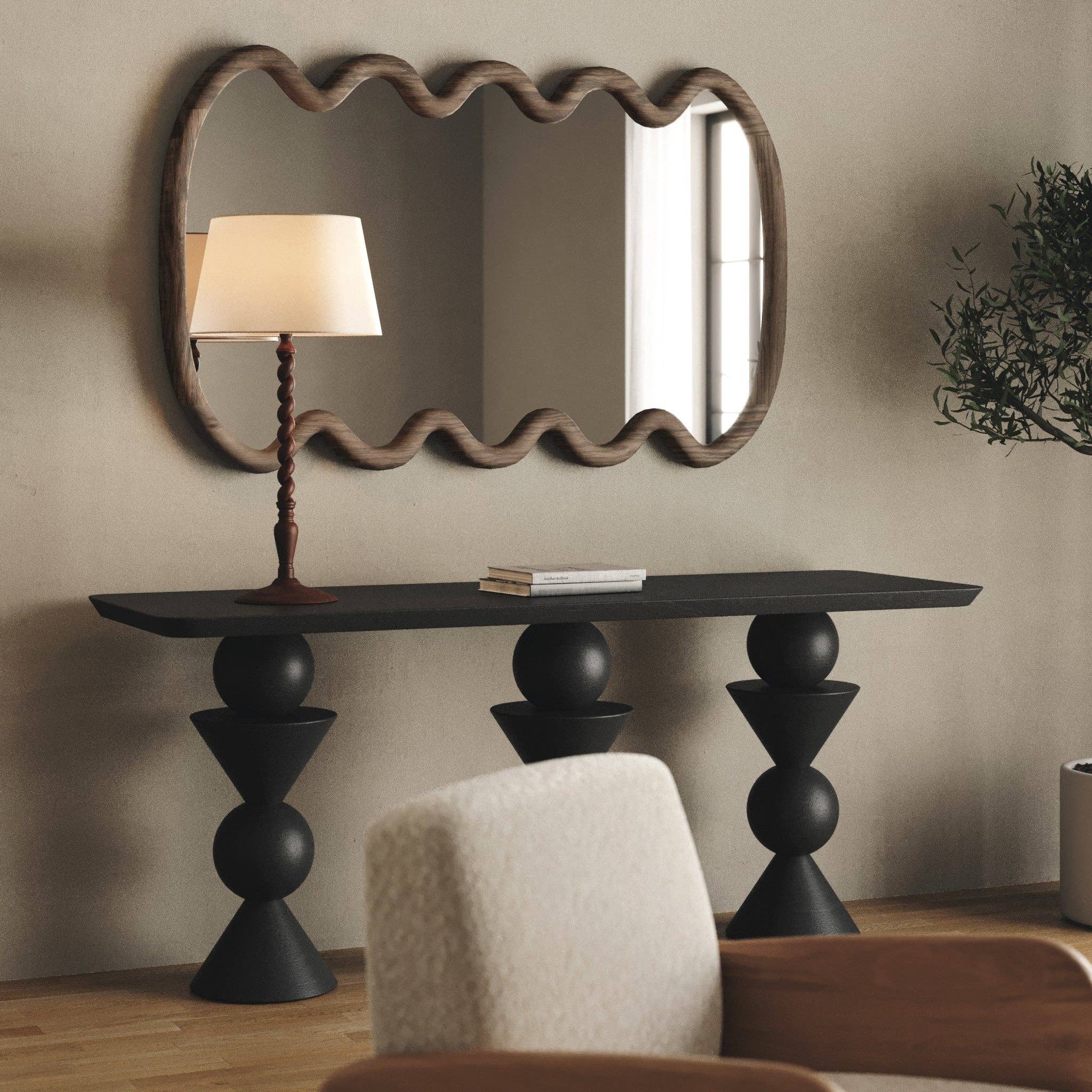 Swirl Ash Wood Large Mirror