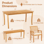 AcaciaÂ WoodÂ OutdoorÂ TableÂ andÂ BenchÂ ChairsÂ Set withÂ 1.97 Inch Umbrella Hole - Image 4