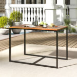 Acacia Wood Patio Dining Table with Metal Frame - Image 2