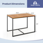 Acacia Wood Patio Dining Table with Metal Frame - Image 5
