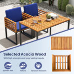 Acacia Wood Patio Dining Table with Metal Frame - Image 7