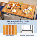Acacia Wood Patio Dining Table with Metal Frame - Image 8