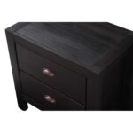 Farmhouse Style Solid Pine Wood 2-Drawer Nightstand Bedside Table in Black - Image 4
