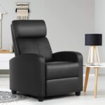 Black High-Density Faux Leather Push Back Recliner Chair - Image 4