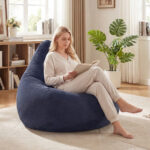 Bean Bag Chair for Adults Accent Lazy Sofa with Skin-friendly Corduroy Cover and Soft Sponge Filling - Image 3
