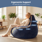 Bean Bag Chair for Adults Accent Lazy Sofa with Skin-friendly Corduroy Cover and Soft Sponge Filling - Image 8
