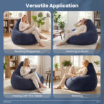 Bean Bag Chair for Adults Accent Lazy Sofa with Skin-friendly Corduroy Cover and Soft Sponge Filling - Image 9