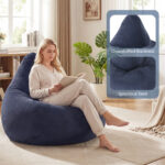 Bean Bag Chair for Adults Accent Lazy Sofa with Skin-friendly Corduroy Cover and Soft Sponge Filling - Image 10