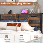 Twin/Full/Queen Size Bed Frame with Charging Station and Storage Headboard - Image 7