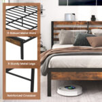 Twin/Full/Queen Size Bed Frame with Charging Station and Storage Headboard - Image 8