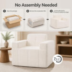 Boneless Single Sofa Chair Cloud Sofa with Terry Cloth Upholstery - Image 6