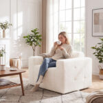 Boneless Single Sofa Chair Cloud Sofa with Terry Cloth Upholstery - Image 7
