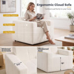 Boneless Single Sofa Chair Cloud Sofa with Terry Cloth Upholstery - Image 8