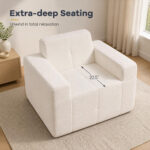 Boneless Single Sofa Chair Cloud Sofa with Terry Cloth Upholstery - Image 9
