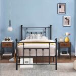 Set of 2 - Rustic 1 Drawer Nightstand in Brown and Black Wood Finish - Image 2