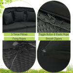 Clamshell Patio Round Daybed Wicker with Retractable Canopy and Pillows - Image 9