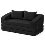 Corduroy Loveseat Sleeper Sofa with 2 Back Cushions for Living Room Bedroom Apartment