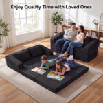 Corduroy Loveseat Sleeper Sofa with 2 Back Cushions for Living Room Bedroom Apartment - Image 5