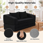 Corduroy Loveseat Sleeper Sofa with 2 Back Cushions for Living Room Bedroom Apartment - Image 7