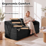 Corduroy Loveseat Sleeper Sofa with 2 Back Cushions for Living Room Bedroom Apartment - Image 8
