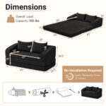 Corduroy Loveseat Sleeper Sofa with 2 Back Cushions for Living Room Bedroom Apartment - Image 4