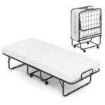 Cot Size Folding Bed Frame with Memory Foam Mattress and Metal Frame - Image 3