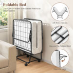 Cot Size Folding Bed Frame with Memory Foam Mattress and Metal Frame - Image 6