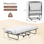 Cot Size Folding Bed Frame with Memory Foam Mattress and Metal Frame - Image 4