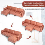 Modular L-shaped 3-Seat Sectional Sofa with Reversible Chaise and 2 USB Ports - Image 6