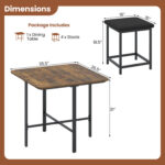 Dining Table Set with 4 Upholstered Stools and Metal Frame - Image 5