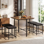 Dining Table Set with 4 Upholstered Stools and Metal Frame - Image 6