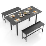 3 Piece Dining Table Set for 4-6 with 2 Benches - Image 4