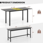 3 Piece Dining Table Set for 4-6 with 2 Benches - Image 5