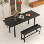 3 Piece Dining Table Set for 4-6 with 2 Benches - Image 6