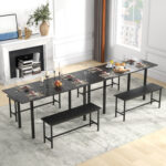 3 Piece Dining Table Set for 4-6 with 2 Benches - Image 7