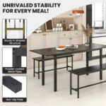 3 Piece Dining Table Set for 4-6 with 2 Benches - Image 9