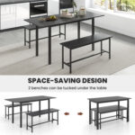 3 Piece Dining Table Set for 4-6 with 2 Benches - Image 11