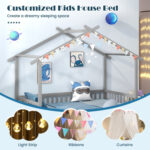 Extendable House Bed Twin to King Daybed with Roof and Fence Rails - Image 10