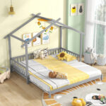 Extendable House Bed Twin to King Daybed with Roof and Fence Rails - Image 3