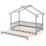 Extendable House Bed Twin to King Daybed with Roof and Fence Rails - Image 4