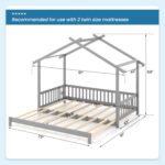 Extendable House Bed Twin to King Daybed with Roof and Fence Rails - Image 5