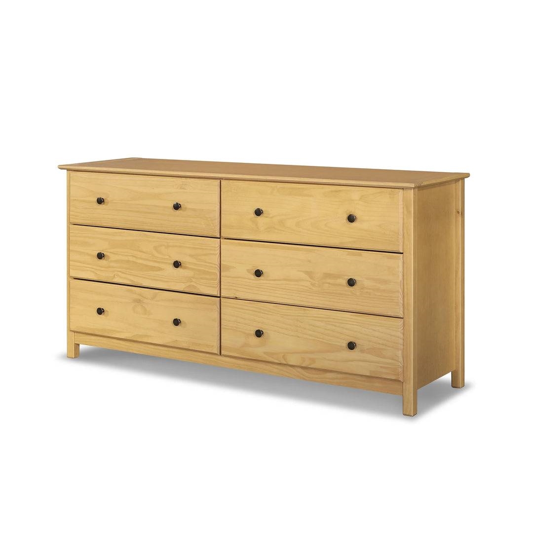 Farmhouse Solid Pine Wood 6 Drawer Dresser in Natural Finish